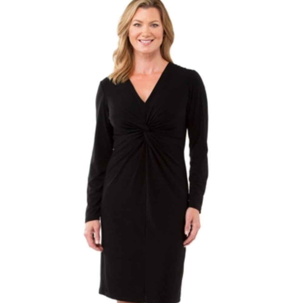 Ronni Nicole Interlock Twist Yarn Crepe Knot Front Dress